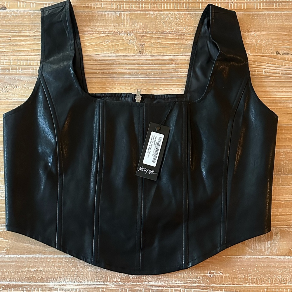 Nasty Gal Black Faux Leather Corset